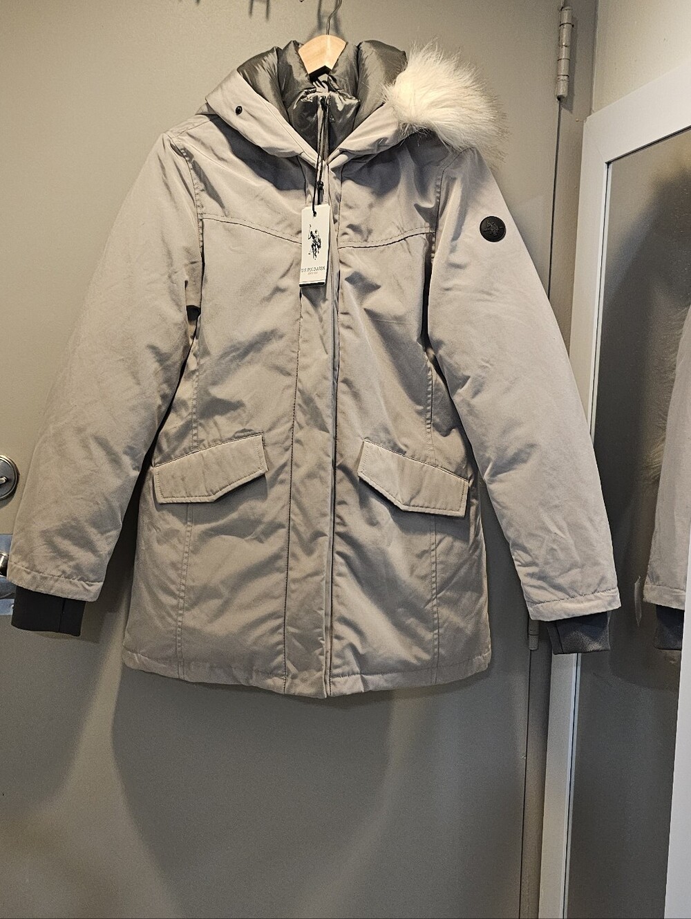 U.S. Polo Assn. Women's Light Gray Insulated Hooded Parka